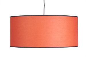Suspension cylindrique en lin brique et rabane naturelle D50 cm TRAVES
