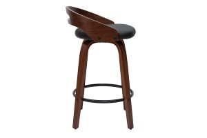 Tabourets de bar design noirs et bois foncé 65cm (lot de 2) MANO