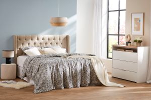 Suspension design bi-matière en lin grège et rabane naturelle D45 cm SENSA