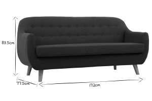 Canapé scandinave déhoussable 3 places en tissu bleu canard et bois clair YNOK