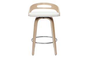 Tabourets de bar design bois clair et polyuréthane blanc 65cm pivotant 360° (lot de 2) MANO