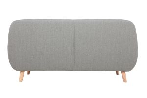 Canapé scandinave déhoussable 3 places en tissu gris clair et bois clair YNOK