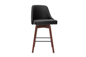 Tabourets de bar design pivotants 360° noir et noyer H65 (lot de 2) HASTA