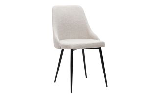 Chaises design en tissu effet velours beige naturel et métal noir (lot de 2) CULT