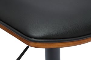 Tabouret de bar design réglable noir et bois foncé VASCO