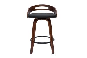 Tabourets de bar design noirs et bois foncé 65cm (lot de 2) MANO