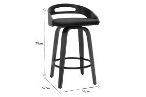 Tabourets de bar design noirs et bois foncé 65cm (lot de 2) MANO