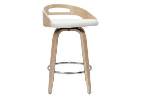Tabourets de bar design bois clair et polyuréthane blanc 65cm pivotant 360° (lot de 2) MANO