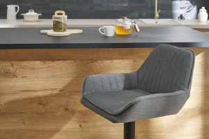 Design-Barhocker verstellbar anthrazitgrauer Stoff 2er-Set RONNIE