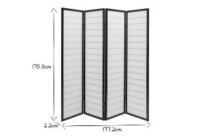 Paravent japonais en bois noir et papier de riz L177 cm GIBON
