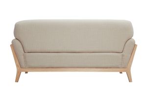 Canapé scandinave 2 places en tissu beige et bois clair YOKO