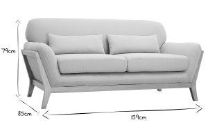 Canapé scandinave 2 places en tissu beige et bois clair YOKO