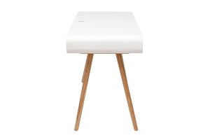 Bureau avec rangement vintage blanc, cannage et bois clair L120 cm OLYMPE