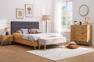 Tête de lit capitonnée en tissu gris anthracite L180 cm HALCIONA