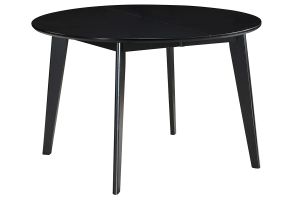 Table à manger design extensible ronde noire L120-150 cm LEENA