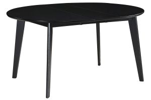 Table à manger design extensible ronde noire L120-150 cm LEENA