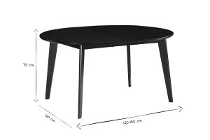 Table à manger design extensible ronde noire L120-150 cm LEENA