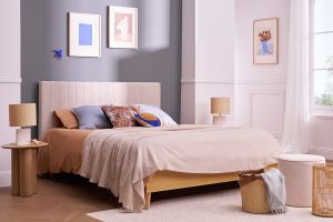 Tête de lit en tissu beige L170 cm NEHA
