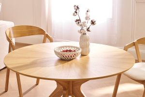 Mesa de comedor redonda de diseño en roble 120 cm DIELLI