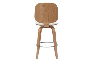 Tabourets de bar design pivotants blancs et bois clair H66 cm (lot de 2) BECK