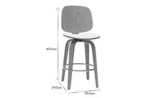 Tabourets de bar design pivotants blancs et bois clair H66 cm (lot de 2) BECK