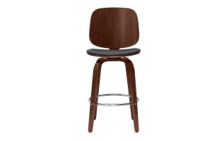 Tabourets de bar design pivotants noirs et noyer H66 cm (lot de 2) BECK