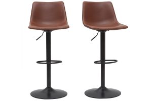 Tabourets de bar vintage réglables pivotants marron clair (lot de 2) NEW ROCK