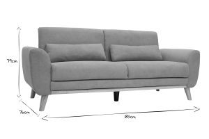 Canapé scandinave 3 places en tissu effet velours jaune moutarde et bois clair EKTOR