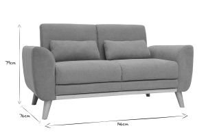 Canapé scandinave 2 places en tissu effet velours jaune moutarde et bois clair EKTOR
