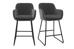 Tabourets de bar effet velours gris foncé H65 cm (lot de 2) AMIKA