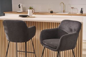 Tabourets de bar effet velours gris foncé H65 cm (lot de 2) AMIKA