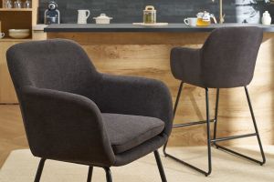 Tabourets de bar effet velours gris foncé H65 cm (lot de 2) AMIKA