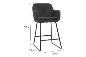 Tabourets de bar effet velours gris foncé H65 cm (lot de 2) AMIKA