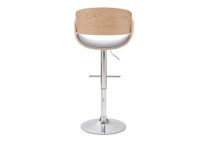 Tabouret de bar design réglable en tissu gris clair et bois clair BENT