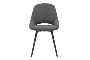 Chaises design en tissu effet velours gris et métal noir (lot de 2) BODEGA