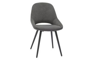 Chaises design en tissu effet velours gris et métal noir (lot de 2) BODEGA