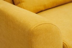 Canapé scandinave 3 places en tissu effet velours jaune moutarde et bois clair EKTOR