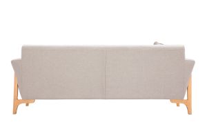 Canapé scandinave 3 places en tissu effet velours texturé beige et bois clair ASAKO