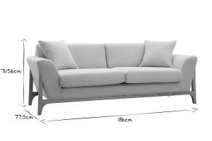 Canapé scandinave 3 places en tissu effet velours texturé beige et bois clair ASAKO