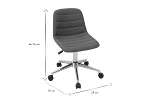 Sedia da ufficio design tessuto blu anatra e acciaio cromato SAURY