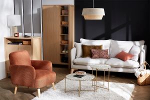 Tavolino caffè design tondo in terrazzo e metallo dorato D40 cm MEZZO