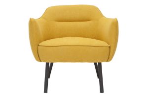Fauteuil design en tissu effet velours jaune moutarde et métal noir LAURENS