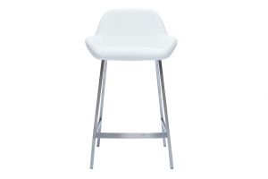 Tabourets de bar design blancs et pieds métal (lot de 2) RINGER