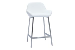 Tabourets de bar design blancs et pieds métal (lot de 2) RINGER