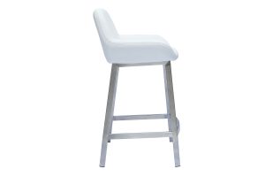 Tabourets de bar design blancs et pieds métal (lot de 2) RINGER