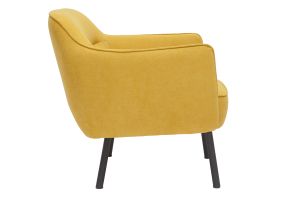 Fauteuil design en tissu effet velours jaune moutarde et métal noir LAURENS