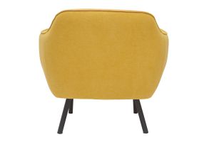 Fauteuil design en tissu effet velours jaune moutarde et métal noir LAURENS