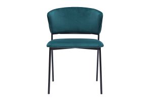 Chaises en tissu velours gaufré bleu canard et métal noir (lot de 2) FELIZ