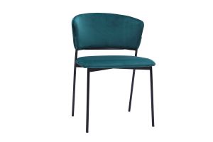 Chaises en tissu velours gaufré bleu canard et métal noir (lot de 2) FELIZ