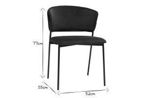 Chaises en tissu velours gaufré bleu canard et métal noir (lot de 2) FELIZ